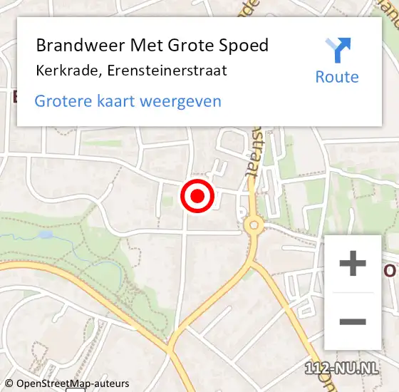 Locatie op kaart van de 112 melding: Brandweer Met Grote Spoed Naar Kerkrade, Erensteinerstraat op 6 september 2021 18:06