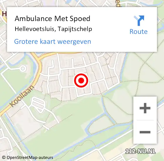 Locatie op kaart van de 112 melding: Ambulance Met Spoed Naar Hellevoetsluis, Tapijtschelp op 6 september 2021 18:08