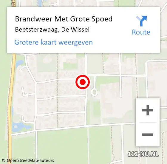 Locatie op kaart van de 112 melding: Brandweer Met Grote Spoed Naar Beetsterzwaag, De Wissel op 6 september 2021 18:16