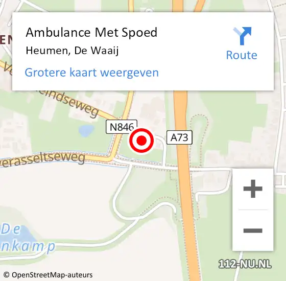 Locatie op kaart van de 112 melding: Ambulance Met Spoed Naar Heumen, De Waaij op 22 juni 2014 02:07