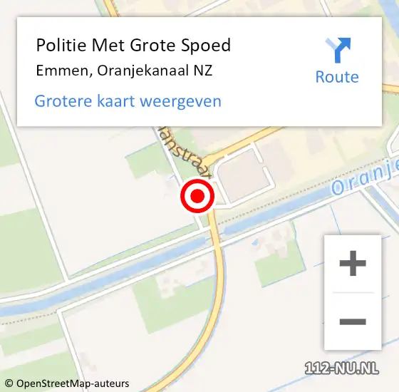 Locatie op kaart van de 112 melding: Politie Met Grote Spoed Naar Emmen, Oranjekanaal NZ op 6 september 2021 19:04