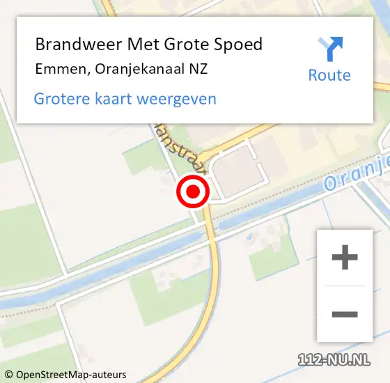 Locatie op kaart van de 112 melding: Brandweer Met Grote Spoed Naar Emmen, Oranjekanaal NZ op 6 september 2021 19:04