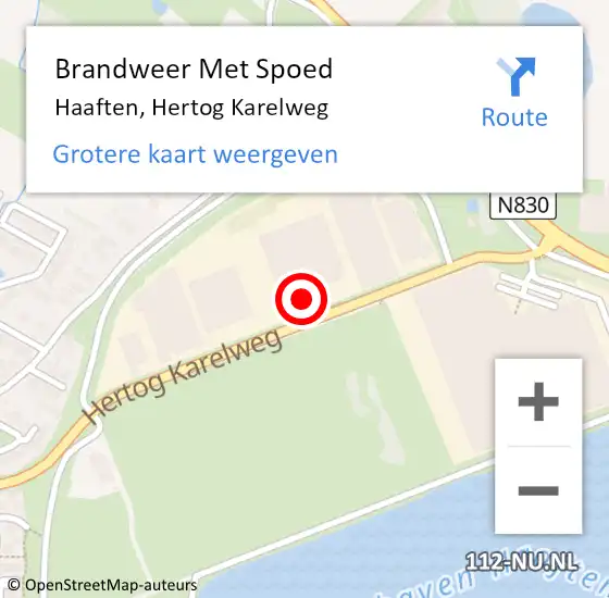 Locatie op kaart van de 112 melding: Brandweer Met Spoed Naar Haaften, Hertog Karelweg op 6 september 2021 19:51