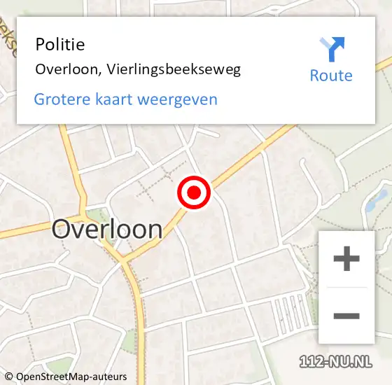Locatie op kaart van de 112 melding: Politie Overloon, Vierlingsbeekseweg op 6 september 2021 20:02