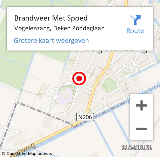 Locatie op kaart van de 112 melding: Brandweer Met Spoed Naar Vogelenzang, Deken Zondaglaan op 6 september 2021 20:02