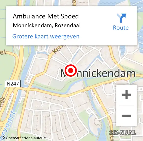 Locatie op kaart van de 112 melding: Ambulance Met Spoed Naar Monnickendam, Rozendaal op 6 september 2021 20:47