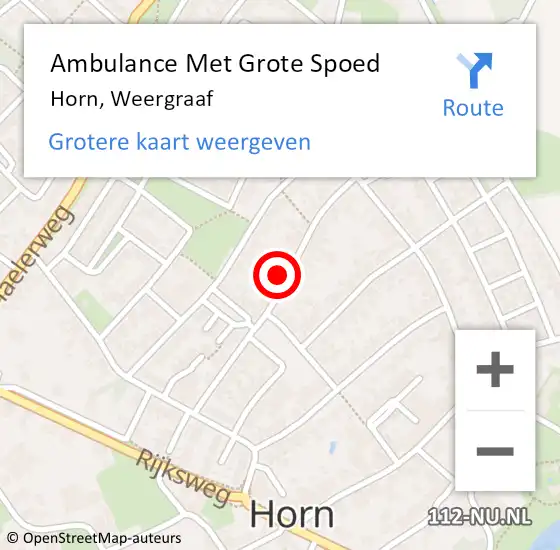 Locatie op kaart van de 112 melding: Ambulance Met Grote Spoed Naar Horn, Weergraaf op 6 september 2021 21:04