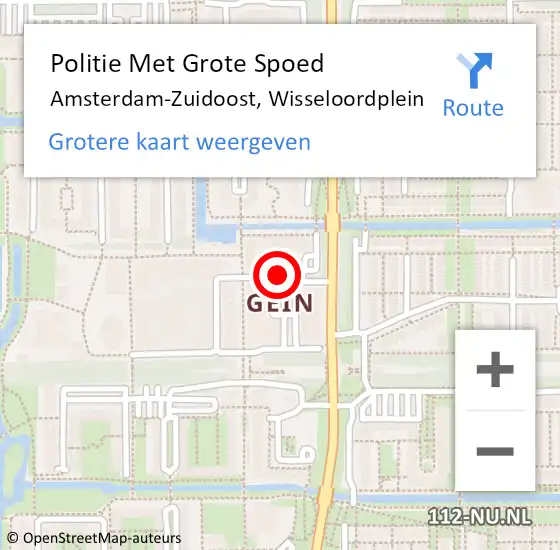 Locatie op kaart van de 112 melding: Politie Met Grote Spoed Naar Amsterdam-Zuidoost, Wisseloordplein op 6 september 2021 21:26