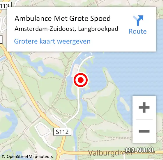 Locatie op kaart van de 112 melding: Ambulance Met Grote Spoed Naar Amsterdam-Zuidoost, Langbroekpad op 6 september 2021 21:29