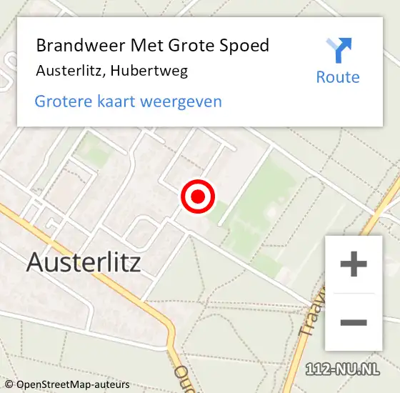 Locatie op kaart van de 112 melding: Brandweer Met Grote Spoed Naar Austerlitz, Hubertweg op 22 juni 2014 02:35