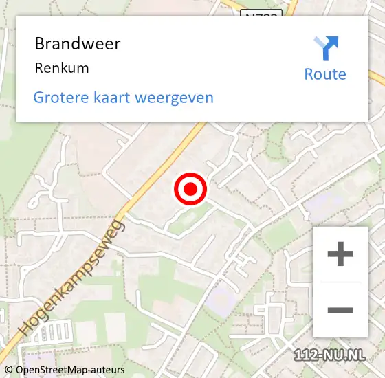 Locatie op kaart van de 112 melding: Brandweer Renkum op 6 september 2021 21:47