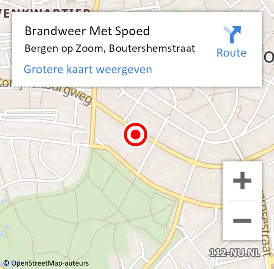 Locatie op kaart van de 112 melding: Brandweer Met Spoed Naar Bergen op Zoom, Boutershemstraat op 6 september 2021 21:54