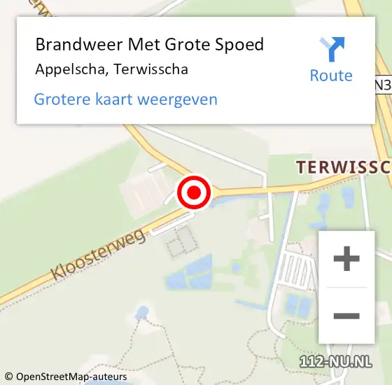 Locatie op kaart van de 112 melding: Brandweer Met Grote Spoed Naar Appelscha, Terwisscha op 6 september 2021 22:10