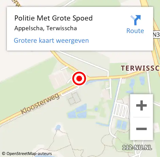 Locatie op kaart van de 112 melding: Politie Met Grote Spoed Naar Appelscha, Terwisscha op 6 september 2021 22:10