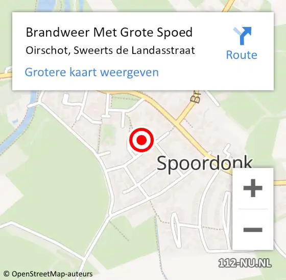 Locatie op kaart van de 112 melding: Brandweer Met Grote Spoed Naar Oirschot, Sweerts de Landasstraat op 6 september 2021 22:49