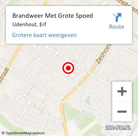 Locatie op kaart van de 112 melding: Brandweer Met Grote Spoed Naar Udenhout, Erf op 6 september 2021 23:31