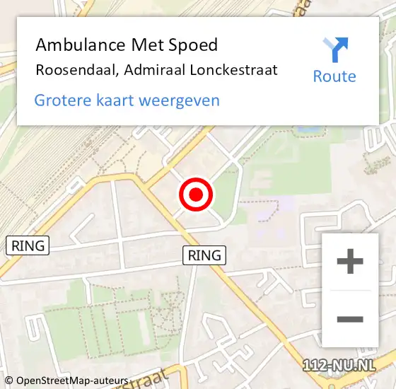 Locatie op kaart van de 112 melding: Ambulance Met Spoed Naar Roosendaal, Admiraal Lonckestraat op 22 juni 2014 02:55