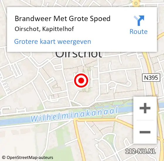 Locatie op kaart van de 112 melding: Brandweer Met Grote Spoed Naar Oirschot, Kapittelhof op 7 september 2021 00:58