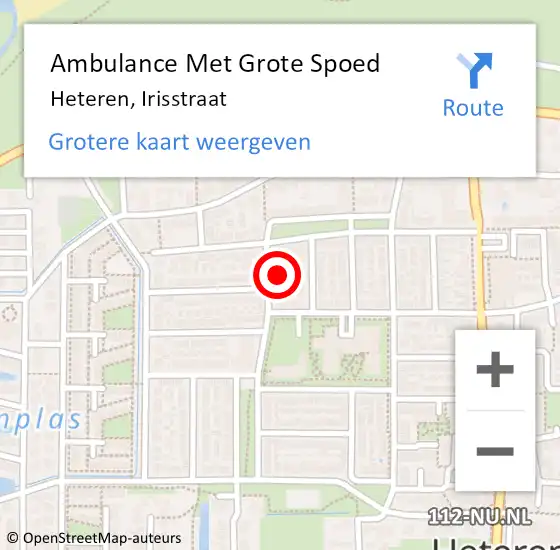 Locatie op kaart van de 112 melding: Ambulance Met Grote Spoed Naar Heteren, Irisstraat op 7 september 2021 01:15