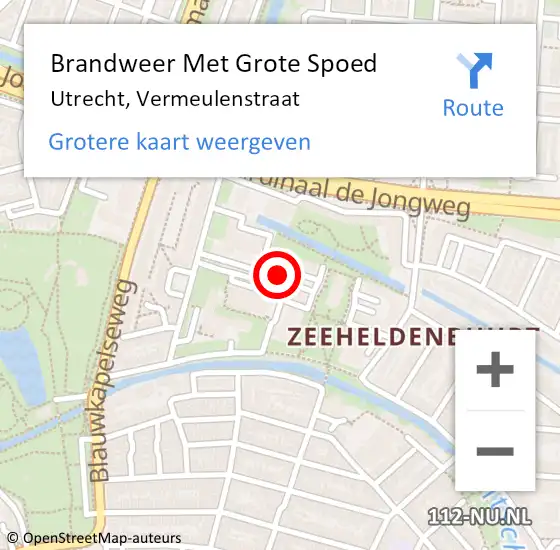 Locatie op kaart van de 112 melding: Brandweer Met Grote Spoed Naar Utrecht, Vermeulenstraat op 7 september 2021 01:31