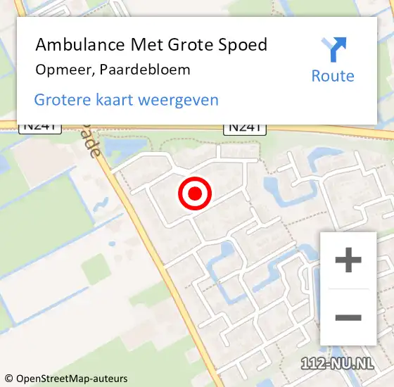 Locatie op kaart van de 112 melding: Ambulance Met Grote Spoed Naar Opmeer, Paardebloem op 7 september 2021 02:13