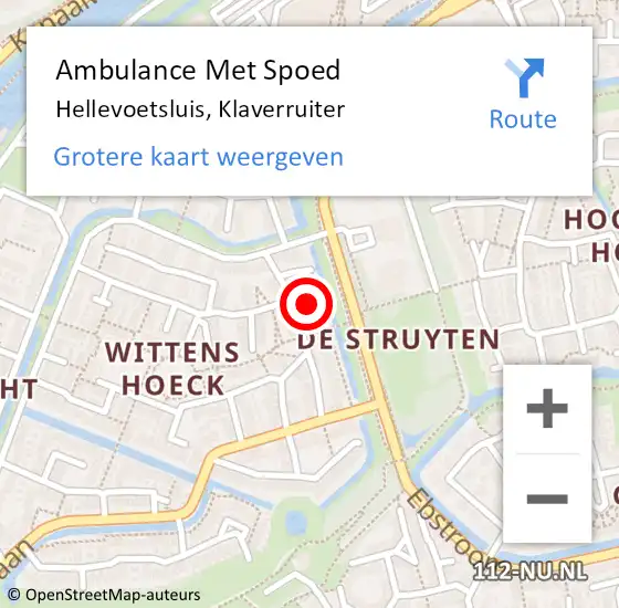 Locatie op kaart van de 112 melding: Ambulance Met Spoed Naar Hellevoetsluis, Klaverruiter op 7 september 2021 02:47