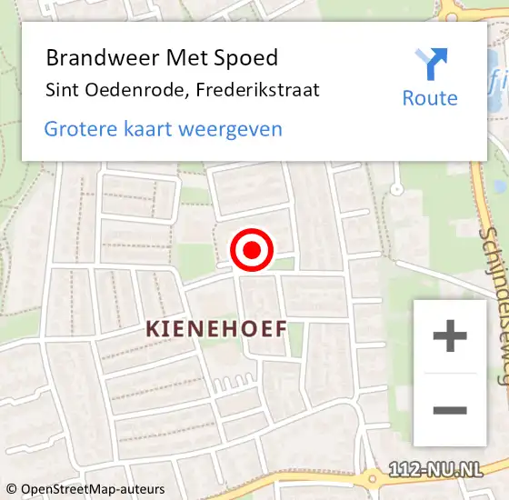 Locatie op kaart van de 112 melding: Brandweer Met Spoed Naar Sint Oedenrode, Frederikstraat op 7 september 2021 04:17