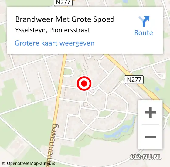 Locatie op kaart van de 112 melding: Brandweer Met Grote Spoed Naar Ysselsteyn, Pioniersstraat op 7 september 2021 04:38