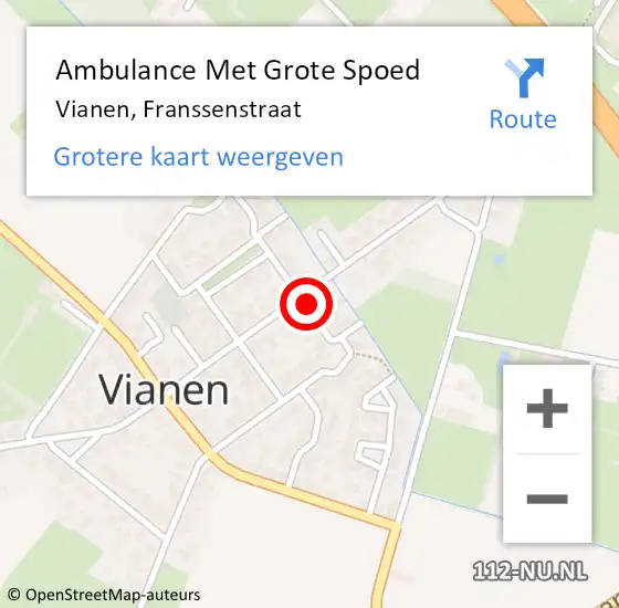 Locatie op kaart van de 112 melding: Ambulance Met Grote Spoed Naar Vianen, Franssenstraat op 7 september 2021 05:01