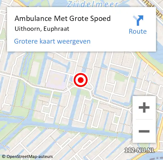 Locatie op kaart van de 112 melding: Ambulance Met Grote Spoed Naar Uithoorn, Euphraat op 7 september 2021 06:03