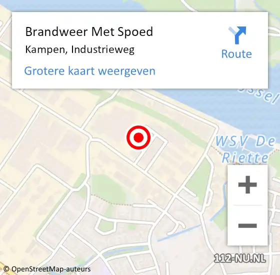 Locatie op kaart van de 112 melding: Brandweer Met Spoed Naar Kampen, Industrieweg op 7 september 2021 06:39