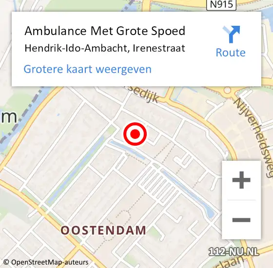 Locatie op kaart van de 112 melding: Ambulance Met Grote Spoed Naar Hendrik-Ido-Ambacht, Irenestraat op 7 september 2021 06:43