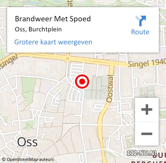 Locatie op kaart van de 112 melding: Brandweer Met Spoed Naar Oss, Burchtplein op 7 september 2021 07:08