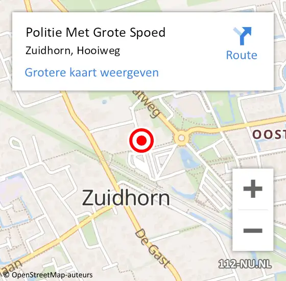 Locatie op kaart van de 112 melding: Politie Met Grote Spoed Naar Zuidhorn, Hooiweg op 7 september 2021 08:04