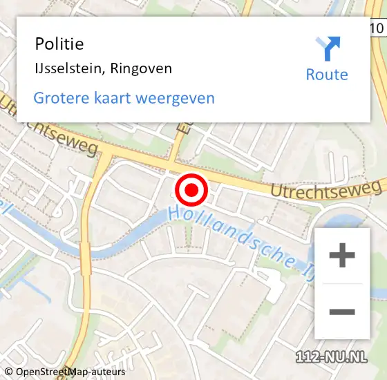 Locatie op kaart van de 112 melding: Politie IJsselstein, Ringoven op 7 september 2021 08:30