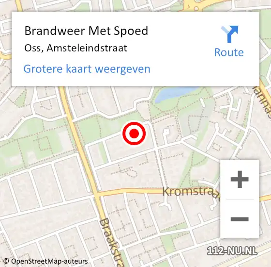 Locatie op kaart van de 112 melding: Brandweer Met Spoed Naar Oss, Amsteleindstraat op 7 september 2021 08:48