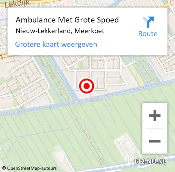 Locatie op kaart van de 112 melding: Ambulance Met Grote Spoed Naar Nieuw-Lekkerland, Meerkoet op 7 september 2021 08:55