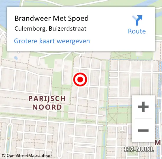 Locatie op kaart van de 112 melding: Brandweer Met Spoed Naar Culemborg, Buizerdstraat op 7 september 2021 09:11