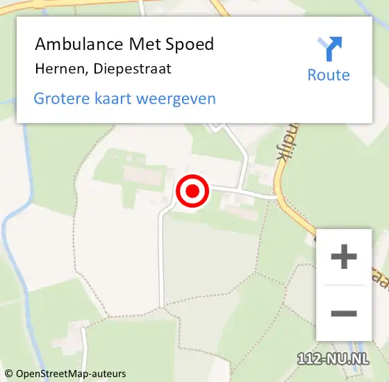 Locatie op kaart van de 112 melding: Ambulance Met Spoed Naar Hernen, Diepestraat op 7 september 2021 09:25