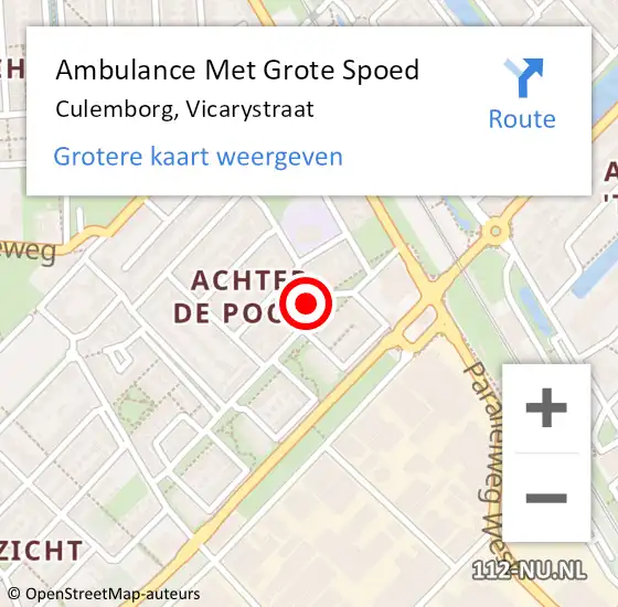 Locatie op kaart van de 112 melding: Ambulance Met Grote Spoed Naar Culemborg, Vicarystraat op 7 september 2021 09:37