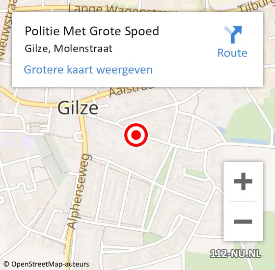 Locatie op kaart van de 112 melding: Politie Met Grote Spoed Naar Gilze, Molenstraat op 7 september 2021 09:44