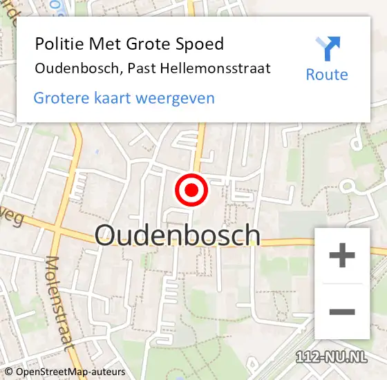 Locatie op kaart van de 112 melding: Politie Met Grote Spoed Naar Oudenbosch, Past Hellemonsstraat op 7 september 2021 09:53