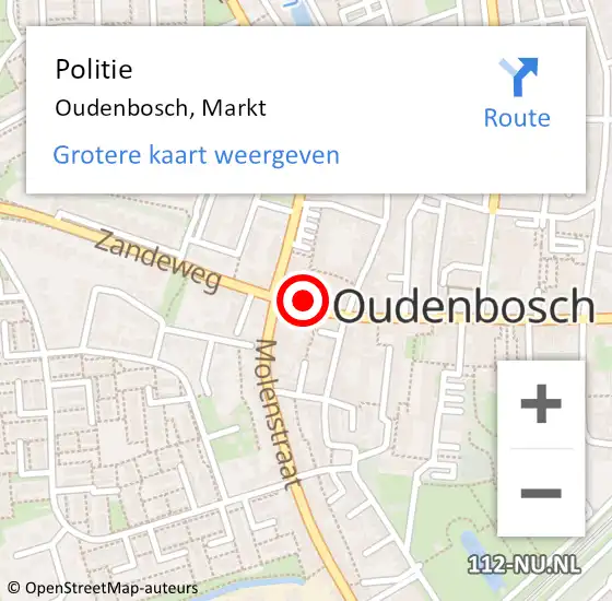 Locatie op kaart van de 112 melding: Politie Oudenbosch, Markt op 7 september 2021 09:53