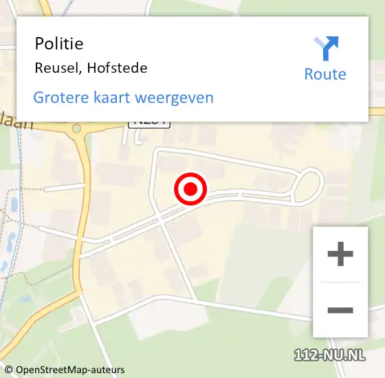 Locatie op kaart van de 112 melding: Politie Reusel, Hofstede op 7 september 2021 09:57