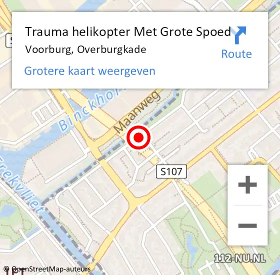 Locatie op kaart van de 112 melding: Trauma helikopter Met Grote Spoed Naar Voorburg, Overburgkade op 7 september 2021 10:05