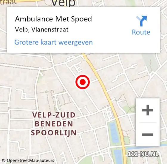 Locatie op kaart van de 112 melding: Ambulance Met Spoed Naar Velp, Vianenstraat op 7 september 2021 10:48