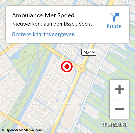 Locatie op kaart van de 112 melding: Ambulance Met Spoed Naar Nieuwerkerk aan den IJssel, Vecht op 7 september 2021 10:49