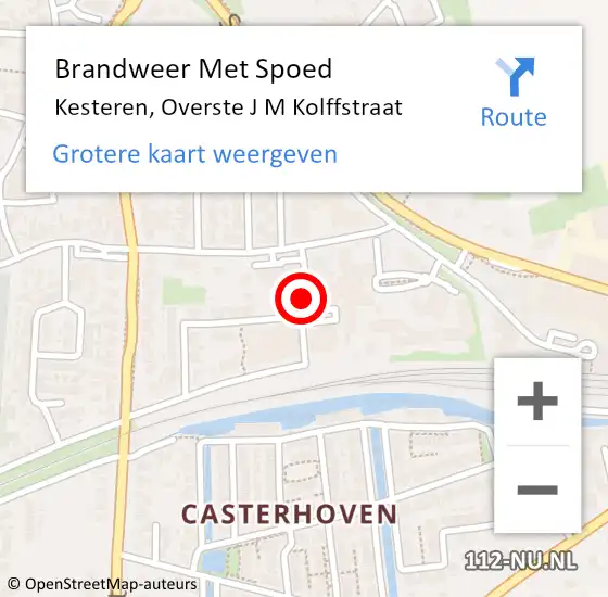 Locatie op kaart van de 112 melding: Brandweer Met Spoed Naar Kesteren, Overste J M Kolffstraat op 7 september 2021 10:50