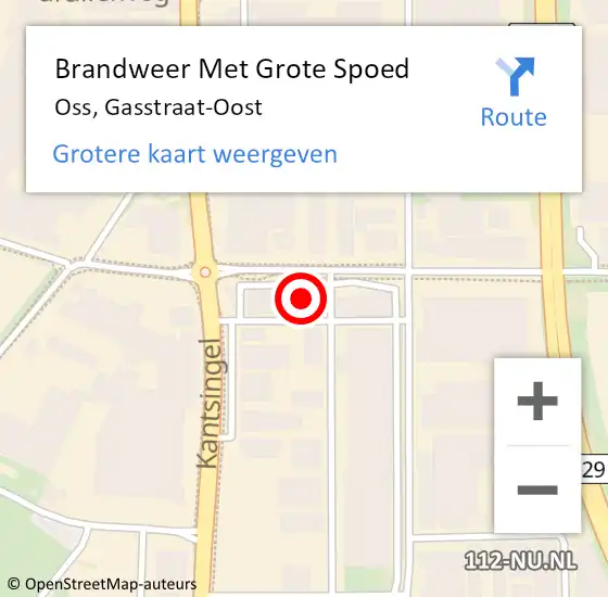 Locatie op kaart van de 112 melding: Brandweer Met Grote Spoed Naar Oss, Gasstraat-Oost op 7 september 2021 11:05