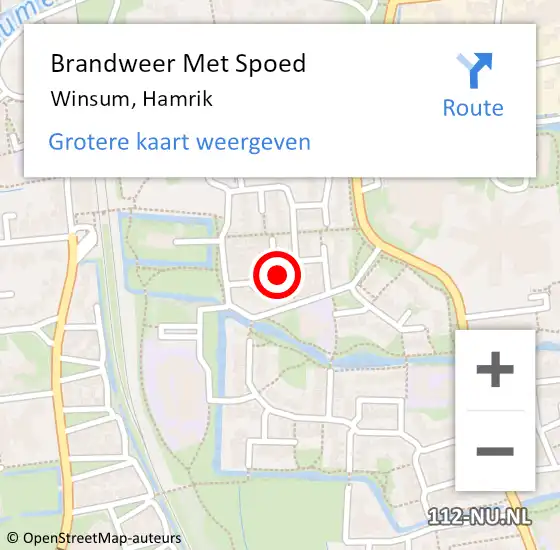 Locatie op kaart van de 112 melding: Brandweer Met Spoed Naar Winsum, Hamrik op 7 september 2021 11:41